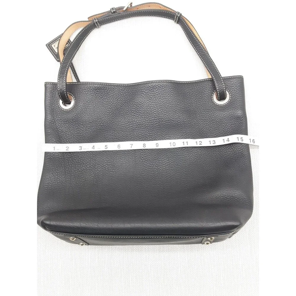 Dooney & Bourke Tote Shoulder Bag Grommet Black Pebbled Leather J2948561